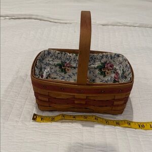 Longaberger Woven Basket Bag with Floral Interior